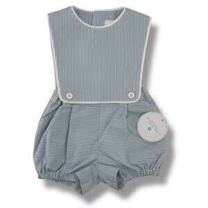 Edgehill Collection Bib Shortall Romper Baby Boys Sz Newborn Blue White Stripe